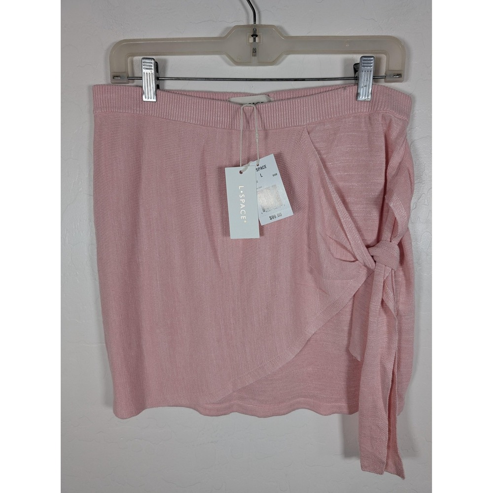 L Space Skirt Womens Large Pink Vagabond Wrap Linen Blend Lightweight‎ Tie